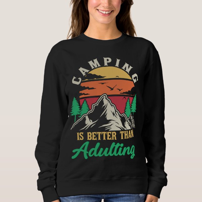 Camping är bättre än adulting t shirt (Framsida)