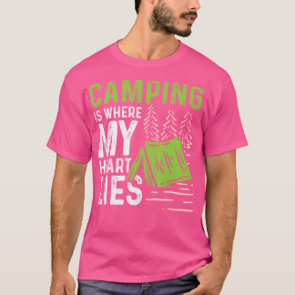 Camping är där mitt hjärta Ljuger Camper Hiking T Shirt