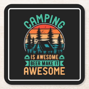 Camping är fantastiskt öl gör det fantastiskt underlägg papper kvadrat