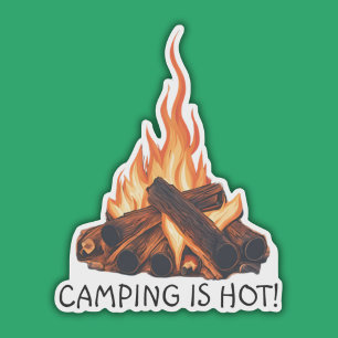 Camping är Hett! Vattenbeständig Klistermärken