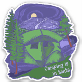 Camping är i tält bergslandskap  klistermärken