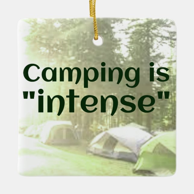 Camping är "intensiv" i tält PAPPA JOKE-prydnaden Julgransprydnad Keramik (Framsida)