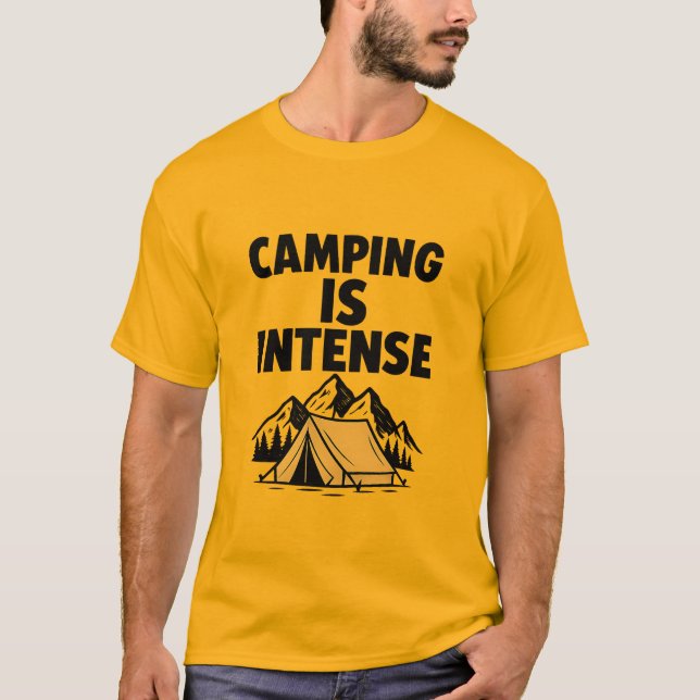 Camping är intensivt herr premium t shirt (Framsida)