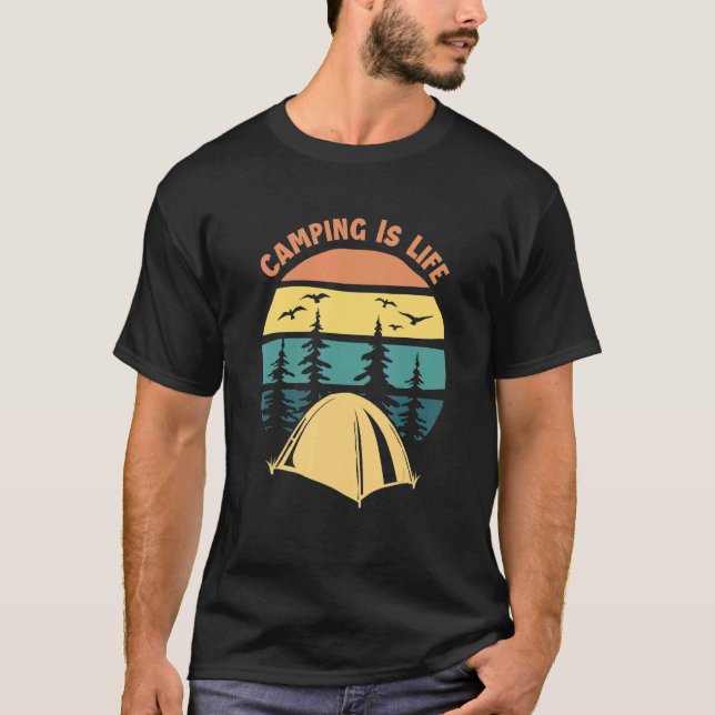 Camping är Life Glamping Campsite Tält Camper Cam T Shirt (Framsida)