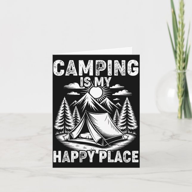 Camping är lycklig plats rolig campare skogsläger kort (Framsida)
