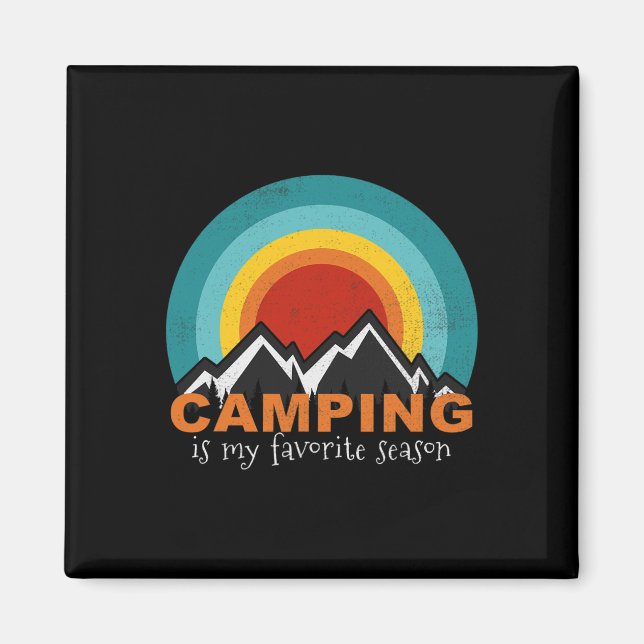 Camping är min favoritårstid Roliga campare Glampi Magnet (Framsidan)