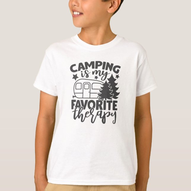 Camping är min favoritterapi, en ljudig Camper säg T Shirt (Framsida)
