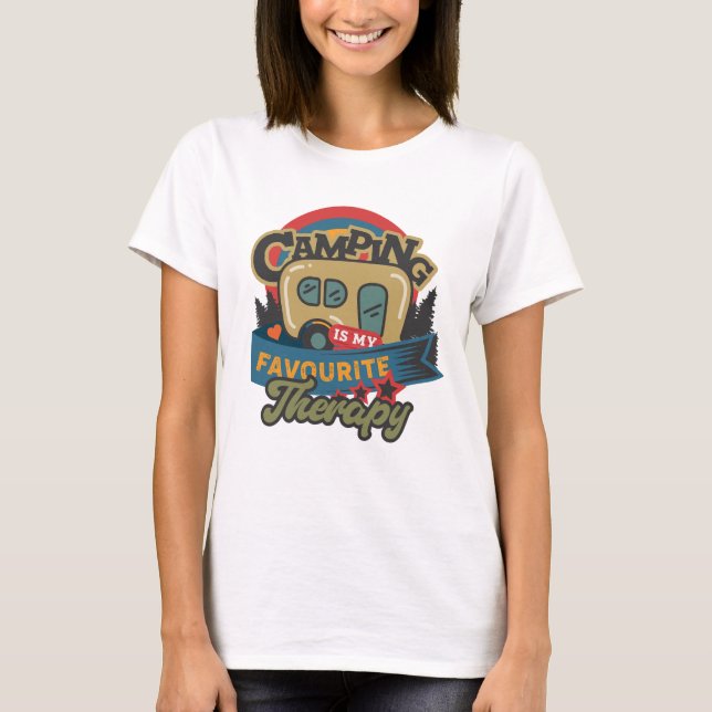 Camping är min favoritterapi t shirt (Framsida)