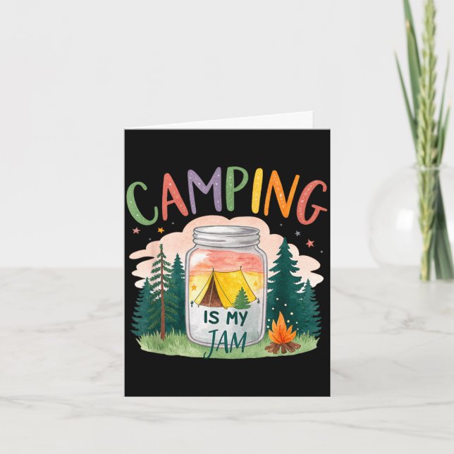 Camping är min grej tält skogstema  kort (Framsida)