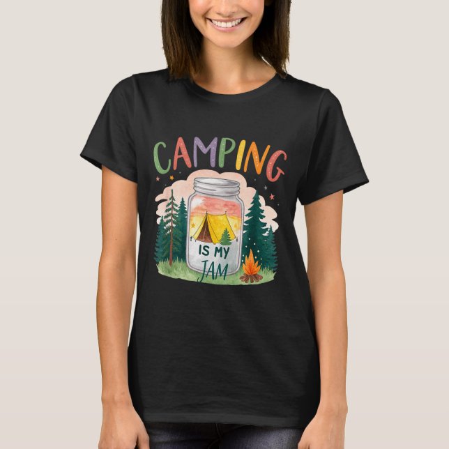 Camping är min grej tält skogstema  t shirt (Framsida)