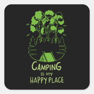 Camping är min Lycklig Ställe Fyrkantigt Klistermärke