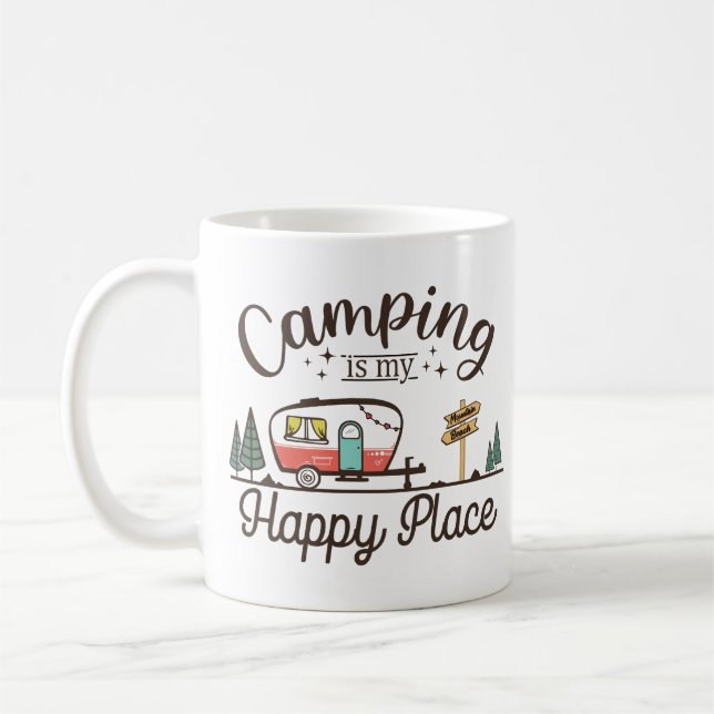 Camping är min Lycklig Ställe Kaffemugg (Vänster)