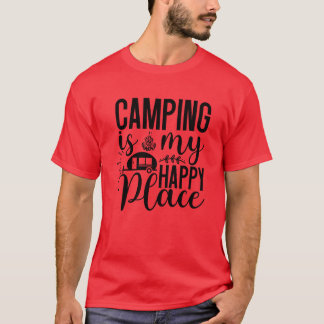Camping är min lyckliga plats husbil lägereld vint t shirt