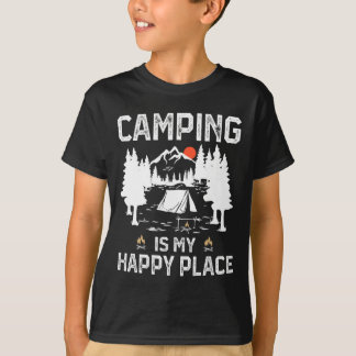 Camping är min lyckliga plats Rolig camper Skogsca T Shirt
