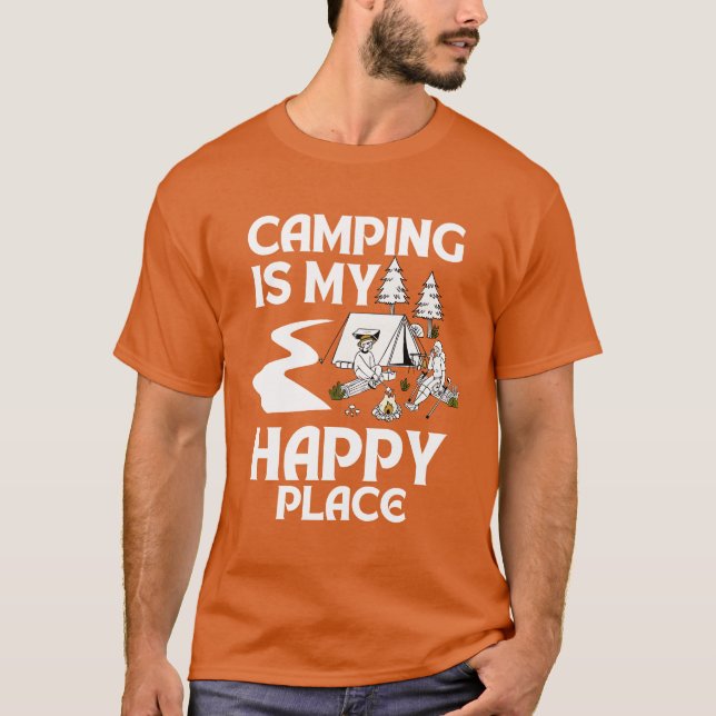 Camping är min lyckliga plats rolig t shirt (Framsida)