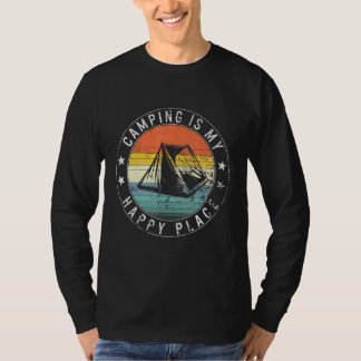 Camping är min lyckligaste plats för vandring Budd T Shirt