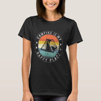 Camping är min lyckligaste plats för vandring Budd T Shirt