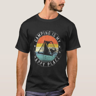 Camping är min lyckligaste plats för vandring Budd T Shirt