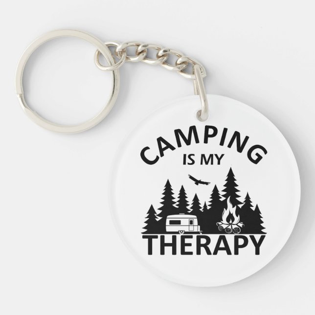 Camping är min terapeutiska slogan med en lustig k (Framsidan)
