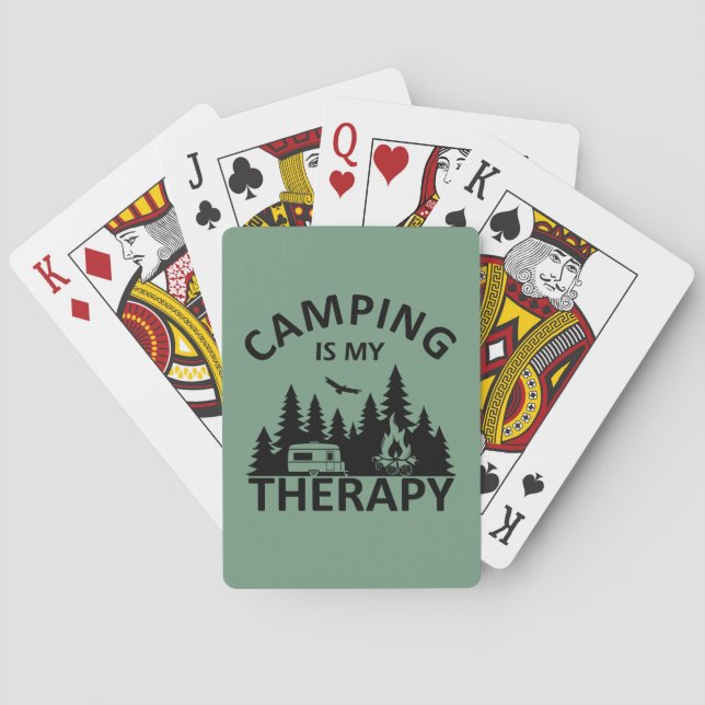Camping är min terapeutiska slogan med en lustig k casinokort (Baksidan)