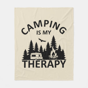 Camping är min terapeutiska slogan med en lustig k fleecefilt