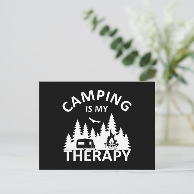 Camping är min terapeutiska slogan med en lustig k helg vykort (Stående Fram)