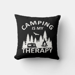 Camping är min terapeutiska slogan med en lustig k kudde