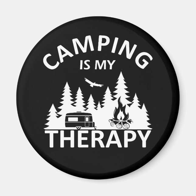 Camping är min terapeutiska slogan med en lustig k magnet (Framsidan)
