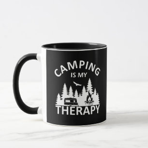 Camping är min terapeutiska slogan med en lustig k mugg