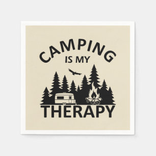 Camping är min terapeutiska slogan med en lustig k pappersservett