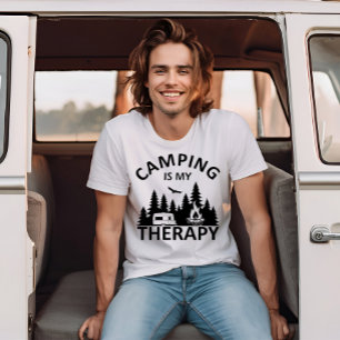 Camping är min terapeutiska slogan med en lustig k t shirt