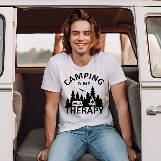 Camping är min terapeutiska slogan med en lustig k t shirt (Skapare uppladdad)