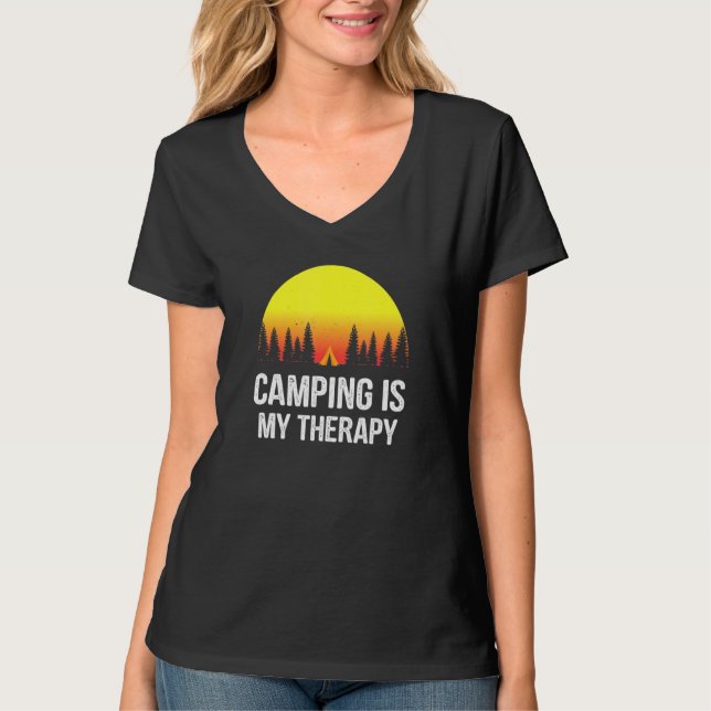 Camping är min terapi - Camping 1 T Shirt (Framsida)