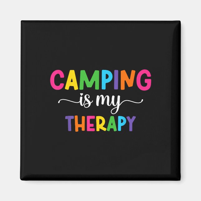 Camping är min terapi damcamping med slogan  magnet (Framsidan)