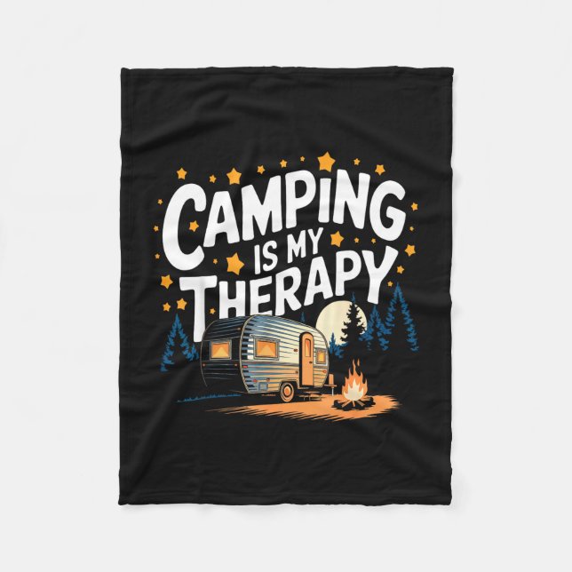 Camping är min terapi  fleecefilt (Framsidan)
