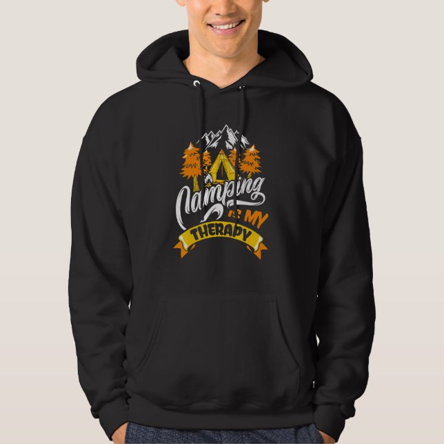 Camping är min terapi för Camping Fläkt Camp Hoodie (Framsida)