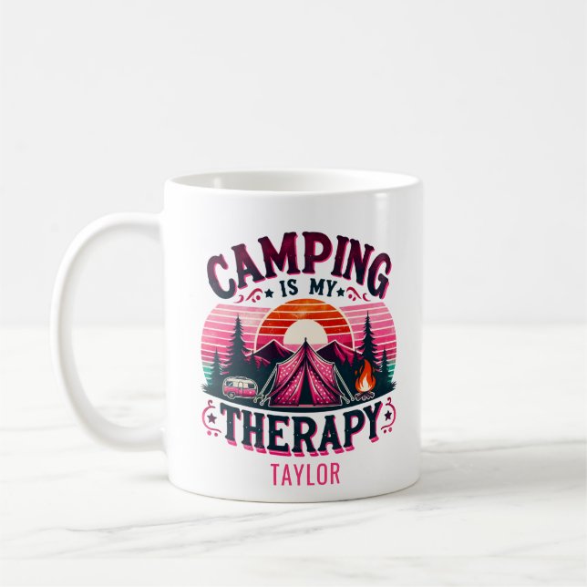 Camping är min terapi kaffemugg (Vänster)