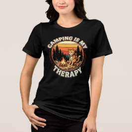 Camping är min terapi Kattälskare Utomhusäventyr T Shirt