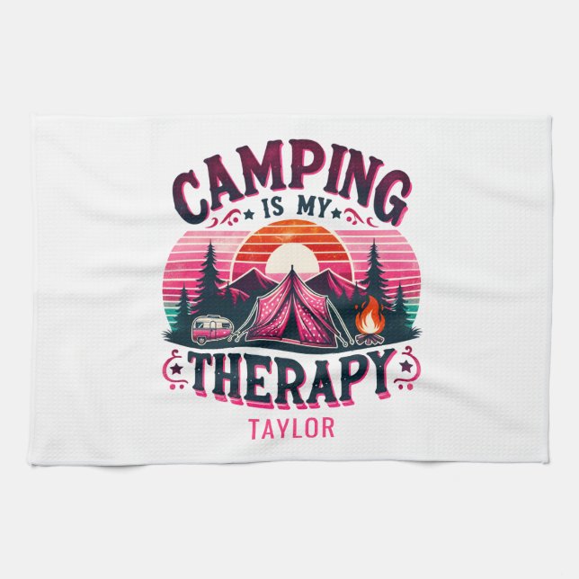 Camping är min terapi kökshandduk (Horisontell)