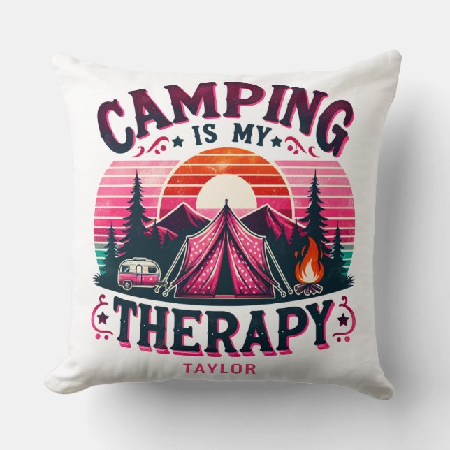 Camping är min terapi kudde (Framsida)