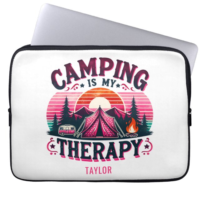 Camping är min terapi laptop fodral (Framsidan)