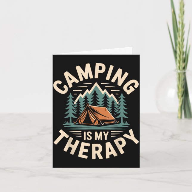 Camping är min terapi rolig campare  kort (Framsida)