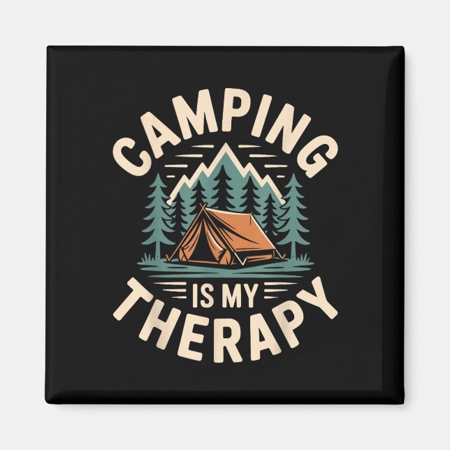 Camping är min terapi rolig campare  magnet (Framsidan)
