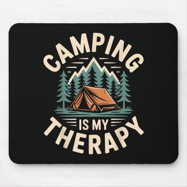 Camping är min terapi rolig campare  musmatta (Framsidan)