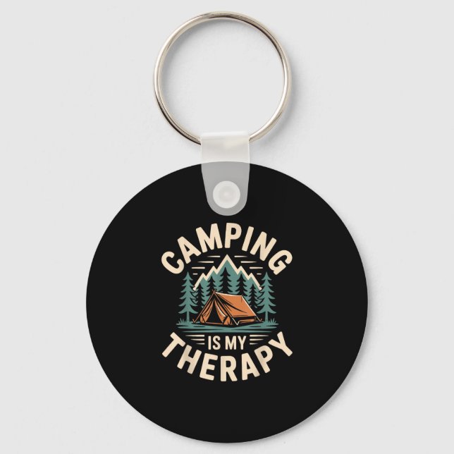 Camping är min terapi rolig campare  nyckelring (Framsida)