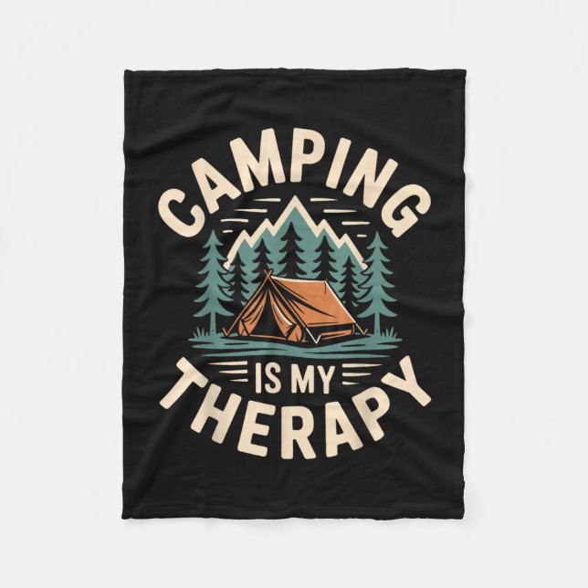 Camping är min terapi rolig camperare  fleecefilt (Framsidan)