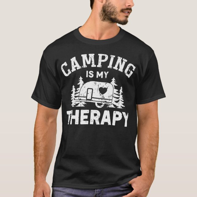 Camping är min terapi  Roligt för camping män  kvi T Shirt (Framsida)