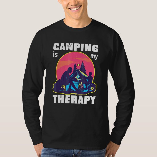 Camping är min terapi, Rv Van Camping som säger Ly T Shirt (Framsida)