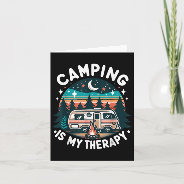 Camping är min terapi, sommarventilationsfamilj kort (Framsida)