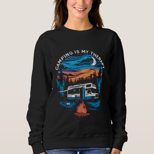 Camping är min terapi, sommarventilationsfamilj t shirt (Framsida)
